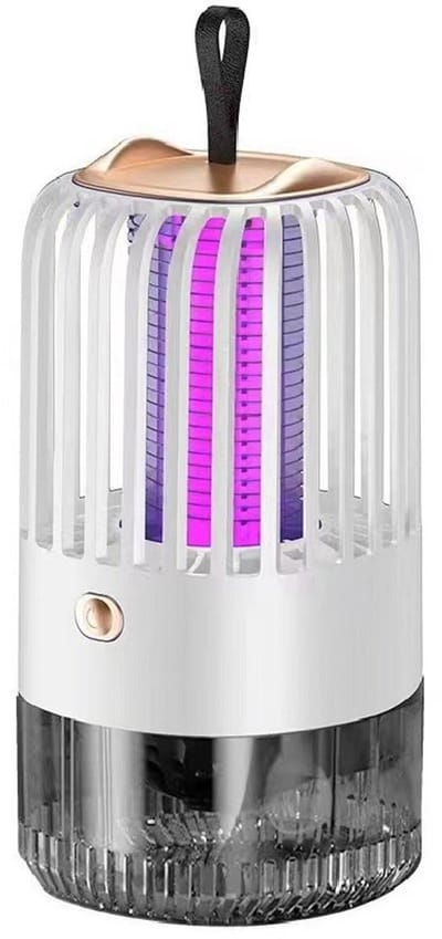 Generatie Oplaadbare Wit Gouden Muggenverdelger met Ophangband, UV-Paars Licht Elektroshock Insectenvanger USB-oplaadbaar, Draagbaar voor Binnen, Tuin en Kamperen Veilig voor Baby en Huisdieren