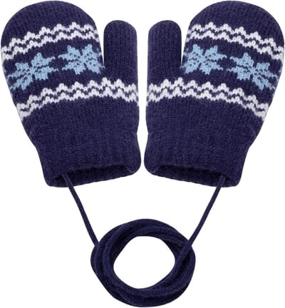 Warme Fleece Gebreide Winterhandschoenen voor Kinderen van 0-3 Jaar in Kleurrijke Stijl met Koord