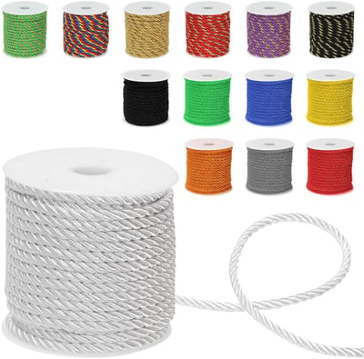 Dailygoods - 5 mm x 18 m 3-laags Gedraaid Koord voor Doe-Het-Zelf Projecten - Wit Polyester Touw