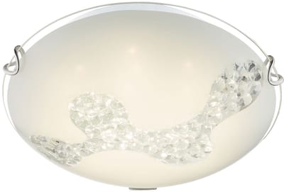 Plafondlamp glas rond LED plafondlamp kristal hallamp wit keukenlamp, 8W 645lm neutraal wit, DxH 25x9.5 cm, Globo 48258-8