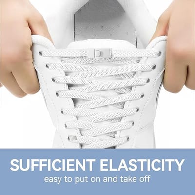Famanu – Schoenveters zonder strikken voor sneakers, premium elastisch weefsel en snelsluitgesp, platte schoenveters voor volwassenen en kinderen, elastische veters, geen stropdas, Wit