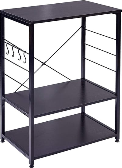 Keukenplank opbergplank Opslagplank 60x40x82cm in spaanplaat en metalen,Magnetronrek Opbergvak Zwart