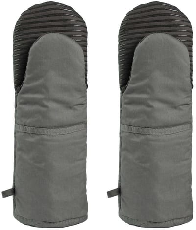 1 paar hittebestendige handschoenen - Ovenhandschoenen - Keukenhandschoenen - Kookhandschoenen - Katoenen warmte-isolerende handschoenen - Verlengd -Antislip - 15*35cm - Geschikt voor keukens, barbecueën en koken - Donkergrijs