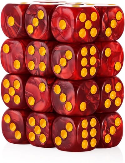 Dobbelstenen Set - Spel Dobbelstenen - Spelavonden Thuis - Gladde Afgeronde Hoeken - 24 Stuks 16mm - Rood Parelmoer