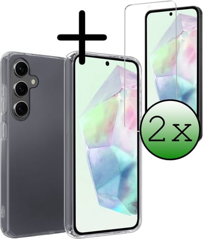 Hoesje Met 2x Screenprotector - Geschikt voor Samsung Galaxy A36 - Sterk & Shockproof - Back Cover - Siliconen Case - Telefoon Hoes - Transparant