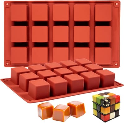 Set van 2 Siliconen Brownie Bakvormen met 15 Cavity's - Ideaal voor Chocolade, Mousse en Jelly, Voedselveilig en Antiaanbaklaag