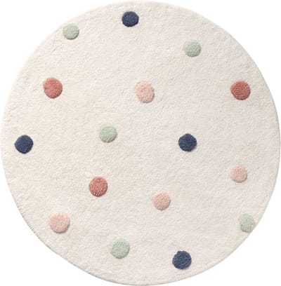 Petite Amélie Kindervloerkleed - 100% Katoen - Ø110 cm - Wit met Stippen