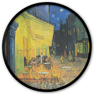 Poster in lijst Rond - Fotolijst 40x40 cm - Posters - Caféterras bij nacht - Vincent van Gogh - Ronde posterlijst zwart - Decoratie - Wanddecoratie woonkamer - Muurdecoratie slaapkamer