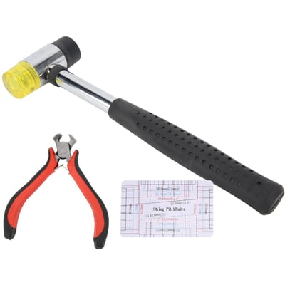 Gitaar Reparatie Gereedschapsset Schokbestendig Ergonomisch Handvat met Dubbelkop Hamer Kit voor Bas black