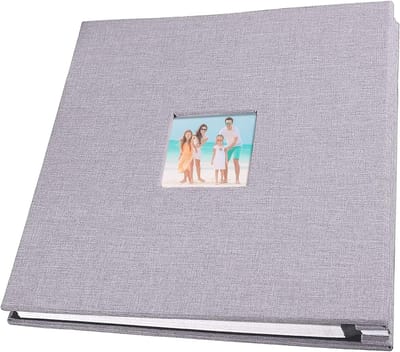 Grote Zelfklevende Fotoalbum met Linnen Cover, 40 Dubbelzijdige Pagina's voor DIY Herinneringen, Geschikt voor 4 x 6 en 8 x 10 Inch Foto's