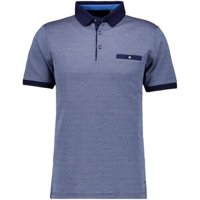 Ragman Jacquard Polo Mercerized Cotton Fine Structure Donker Blauw Melange / male