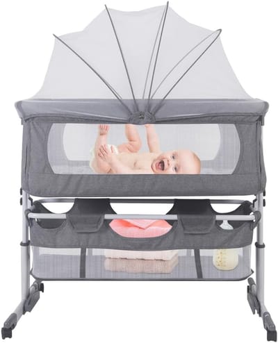 Inbakeren Bedje voor Baby - Veilige Meegroeide Crib met Opbergmand en Verstelbare Hoogte