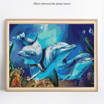 Peinture diamant thème animaux, broderie complète ronde, décoration de la maison, image pour enfants 20X30 blue