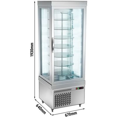 GGM Gastro Panoramavitrine - 430 Liter - 670mm - 7 rotierende Ablagen - Silber Zilver