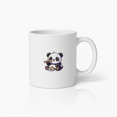 Schattige Panda Mok – Leuke Cartoon Panda die Noedels Eet – Grappige Koffie- en Theekop voor Dierenliefhebbers