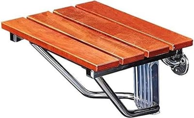 Douchestoel Opklapbaar - Douchestoel Wandmontage - Veilig Douchen - Massief Hout RVS - N.v.t. - Bruin