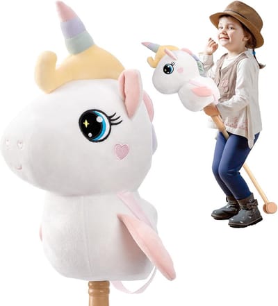 Unicorn Stick Paard voor Peuters - Wit