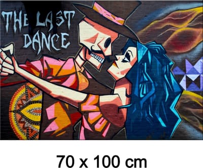 Allernieuwste.nl® Canvas Schilderij The Last Dance Streetart Graffiti SprayArt - Kunst - Poster - 70 x 100 cm - Kleur