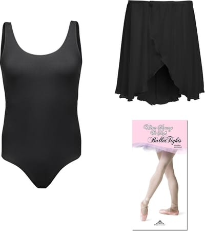 Dancer Dancewear® Ballet SET | Volledig ballet setje | Zwart | Balletpak Rondo | Balletpakje voor meisje | Balletrokje | Balletpanty | Maat 6 jaar | Maat 104 / 110