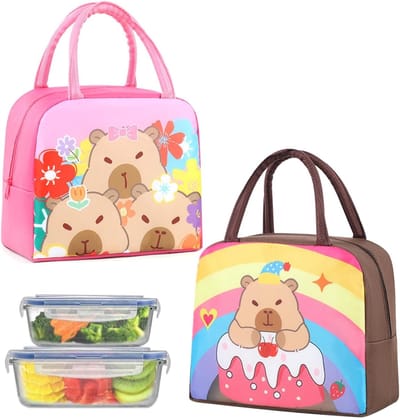 Schattige geïsoleerde lunchtassen voor kinderen, herbruikbare en opvouwbare koelers voor school, picknick en reizen, 23 x 19 x 13 cm