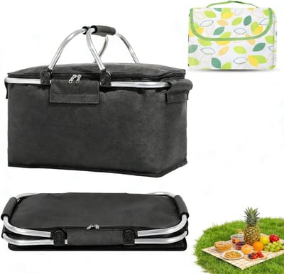 Vouwbare Winkelmand 18L van Oxford Stof - Duurzame Thermische Mand met Handvat voor Winkelen, Picknicken en Reizen