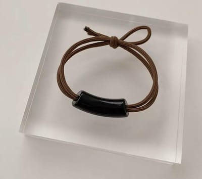 Emilie collection - haarelastiek - Fliex - haarelastiek - bruin - zwart - paardenstaart houder met detail