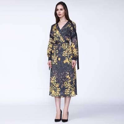Bloemenprint wrap midi -jurk