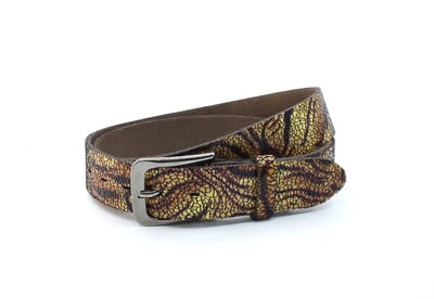 Dames riem met fantasie print - 4 cm breed - Leer - - Stoer - Maat