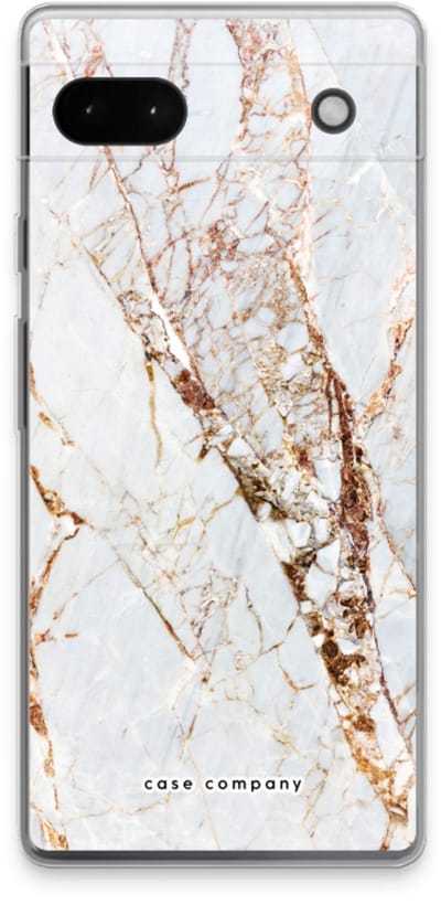 Case Company® - Hoesje geschikt voor Google Pixel 6a hoesje - Goud marmer - Soft Cover Telefoonhoesje - Bescherming aan alle Kanten en Schermrand