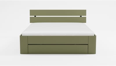 B Bright Bed Fresh 500 met hoofdbord en 3 opbergladen - 140 x 220 cm - rietgroen