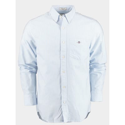 Gant - Casual Overhemd Oxford Streep Lichtblauw - Heren - Maat XL - Regular-fit