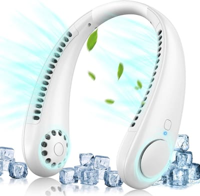 Halsventilator, 360° Draagbare Bladloze Ventilator, 3 Snelheden USB Oplaadbaar, Stille Persoonlijke Ventilator Voor Kantoor & Buiten, Cadeau, Wit