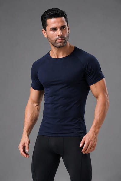 SparkNine Aeroflex heren sport t-shirt - strakke & aansluitende fit - S - blauw - ademend & sneldrogend - elastisch