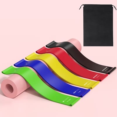 QTTVBTNA -Weerstandsbanden Set – 5 Sterkteniveaus, TPE Fitnessbanden met Draagtas voor Yoga, Pilates & Krachttraining