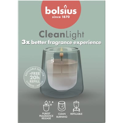 Bolsius - Clean Light - Geurkaars - Starterkit - Cypress & Amber
