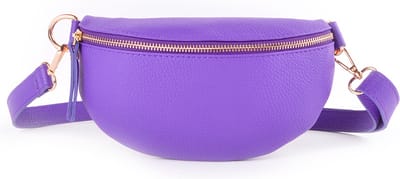 Giuliano Lederen Bumbag/Heuptas - paars - made in Italy