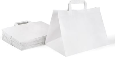250 Stuks Witte Papieren Draagtassen met Handvat voor Cadeaus en Winkels