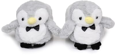 Grappige pantoffels | Pinguïn sloffen | Grijs | One size fits all maat 32 t/m 38 voor Kinderen, Dames en Heren | Pinguin Pantoffel | Pluche Dierenpantoffels | Zachte Binnenschoenen | Sloffen en Pantoffels maat 32, 33, 34, 35, 36, 37, 38