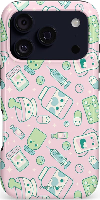 Casetastic hoesje geschikt voor Apple iPhone 17 Pro - MagSafe - Dubbellaagse bescherming - Geneeskrachtig Roze - Fashion Case - Lichtgrijs Lichtroze Mintgroen