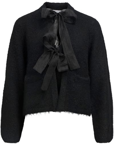 Object Objsaggia L/s Lo Knit Bow Cardigan Div Truien & vesten Dames - Sweater - Hoodie - Vest- Zwart - Maat XS