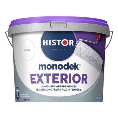 Histor Monodek Exterior – Muurverf Buiten Mat – Vuilafstotend en Langdurig Weerbestendig – Langdurig Kleurbehoud – Geurarm – Voor Buiten – Wit – 2,5L