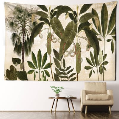 Tropisch Bananenblad Wandkleed Retro Kunstlandschap Boheemse Esthetiek Landschap Woonkamer Huisdecoratie 95x70CM