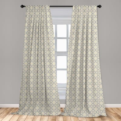 ABAKUHAUS Geometrische gordijnen – 2×75×225 cm – taupe en bleekgeel