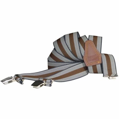 Pierre Mouton - Bretel - Volwassenen - Heren - Chevron - Bretel - Sterke clips - Bruin - 120cm - 35mm - M - L