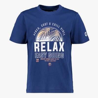 Unsigned jongens T-shirt met opdruk blauw - Maat 134/140