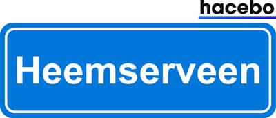 Hacebo - Plaatsnaam Sticker - 29x10 CM - Heemserveen sticker - Verkeersborden sticker - grappige cadeaus - Heemserveen