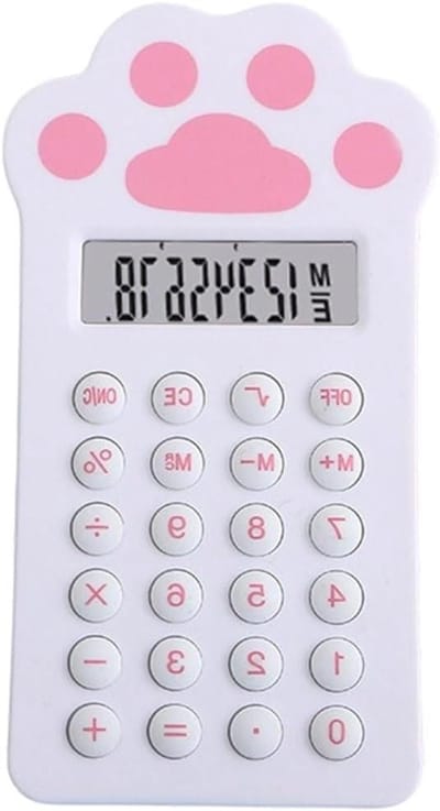 Mini Rekenmachine - Zakcalculator - Studenten Hulp - Draagbaar Ontwerp - 13.5 cm - Kat Klauwen