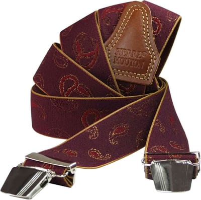 Pierre Mouton Paisley Bretel - Bretels - Volwassenen - Heren - Rood - 120cm - 3 brede clips - M - L