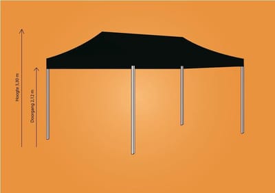 Plooitent 4x6 - Vouwtent 4x6 - Easy Up 4x6 - ALU - Kleur: ZWART INCL ZIJWANDENSET