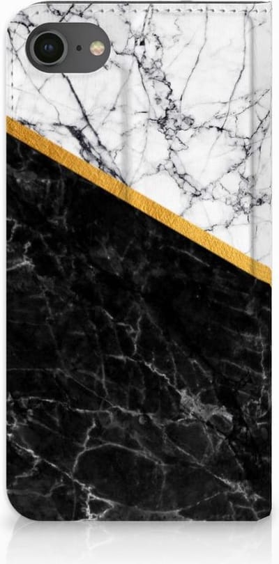 iPhone 7 | 8 | SE (2020) | SE (2022) Standcase Marmer Wit Zwart - Origineel Cadeau Man